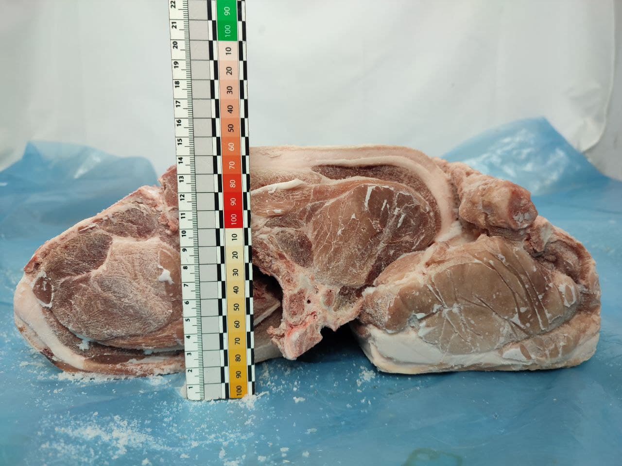 Frozen pork loin bone-in, skin on